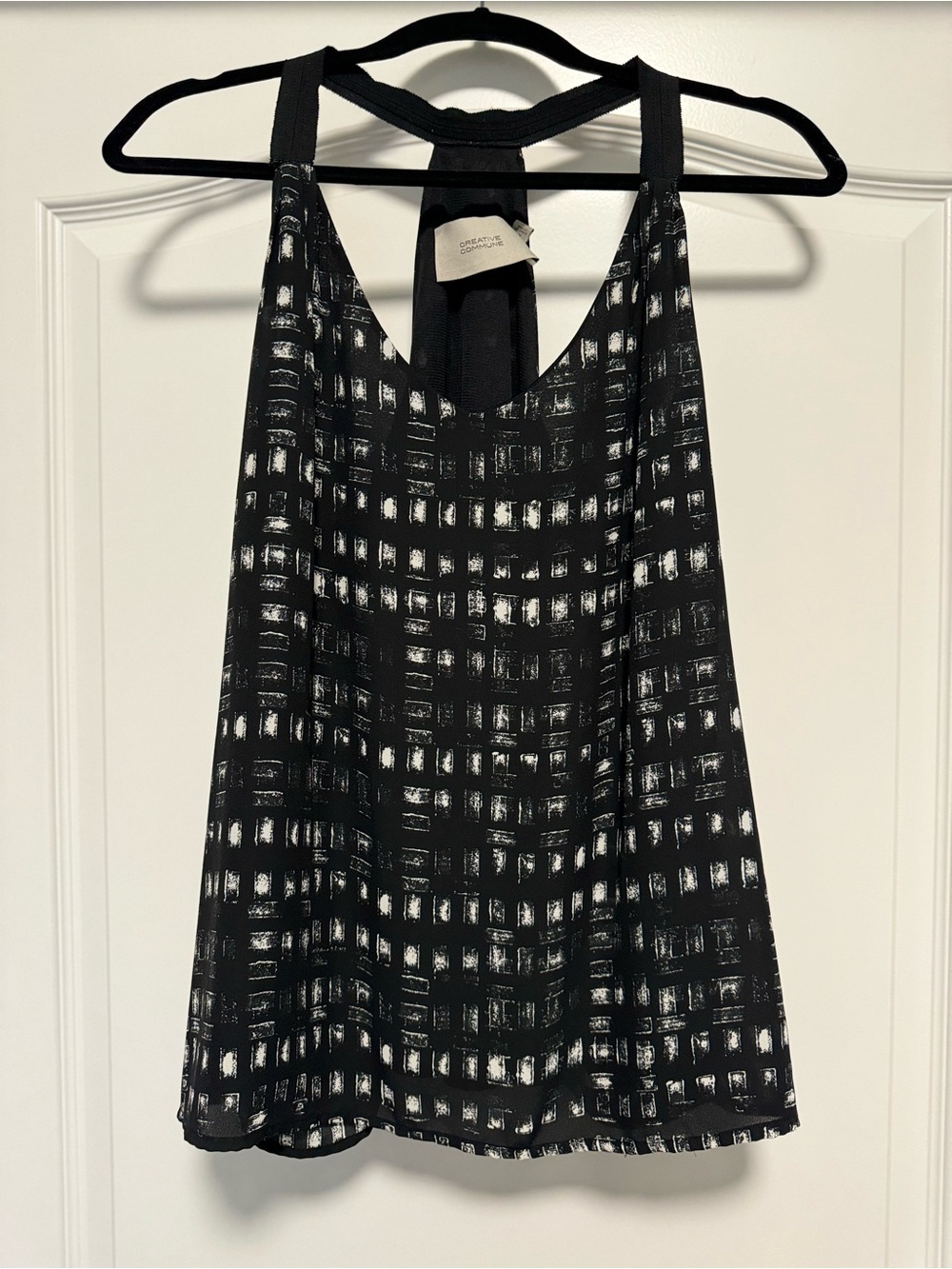 Creative Commune Black White Abstract Print Racerback Tank Top Women’s M